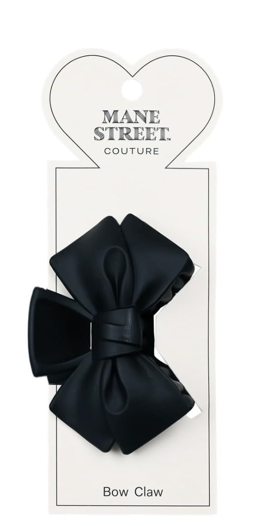 Mane Street Couture Black Bow Hair Claw Clip, Matte Finish, Large Statement Hair Accessory