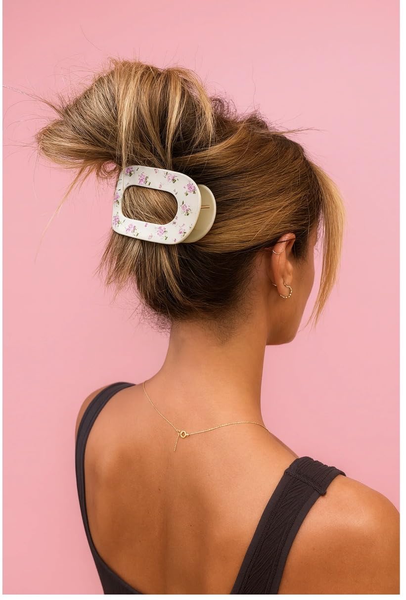 Vintage-Inspired Floral Hair Claw Clip for Women - Strong Grip and Comfortable