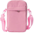 Tech Travel Pouch Crossbody Bag, Pink, Small Electronics Organizer with Adjustable Strap, Portable Cable Storage for Chargers, Phones, Accessories