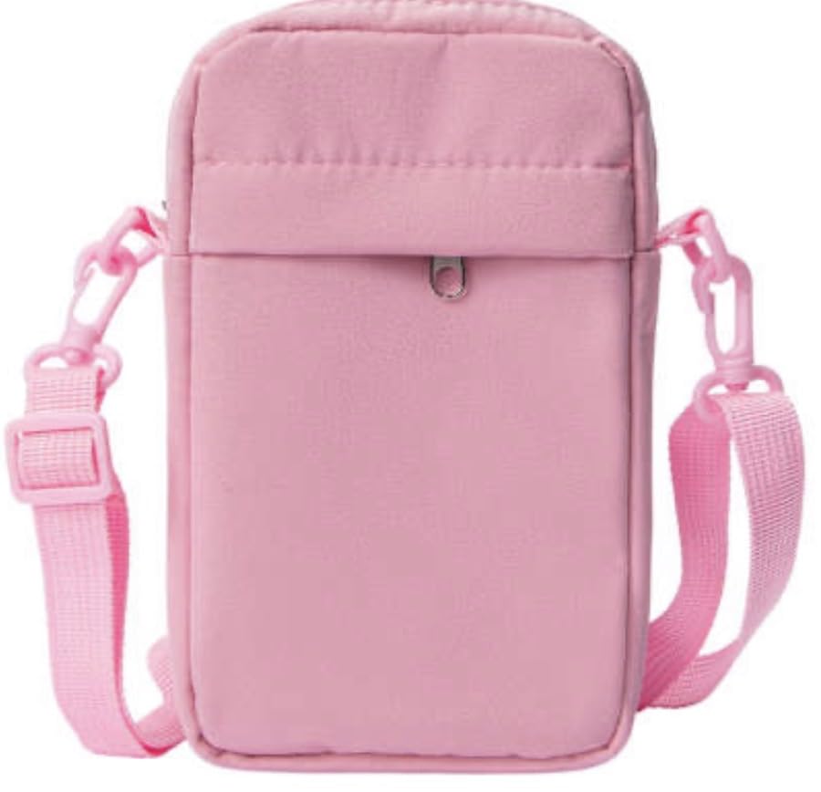 Tech Travel Pouch Crossbody Bag, Pink, Small Electronics Organizer with Adjustable Strap, Portable Cable Storage for Chargers, Phones, Accessories
