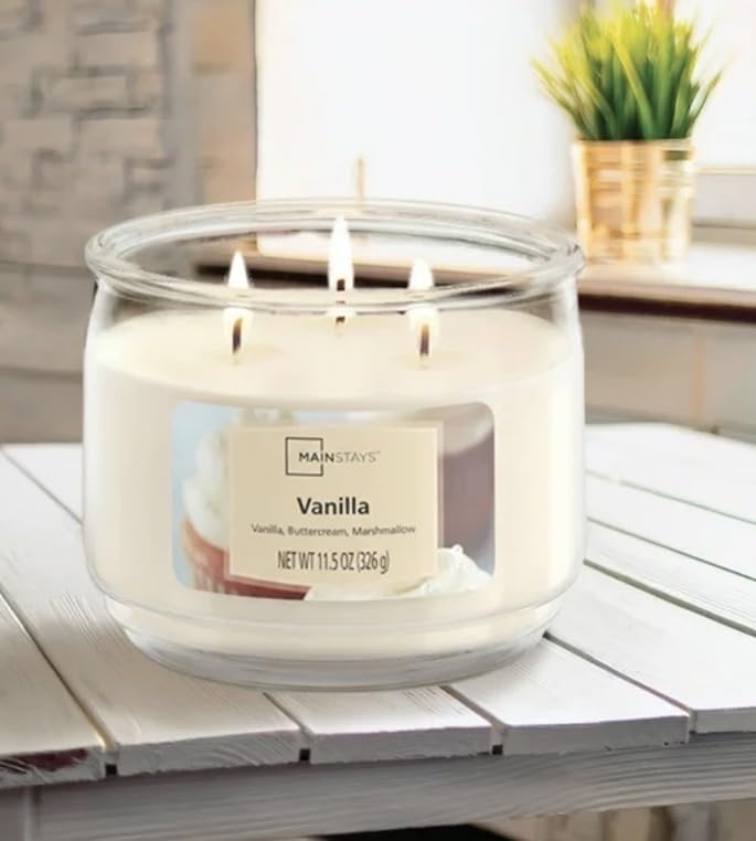 Vanilla Scented 3-Wick Glass Jar Candle, 11.5 oz 2Pack