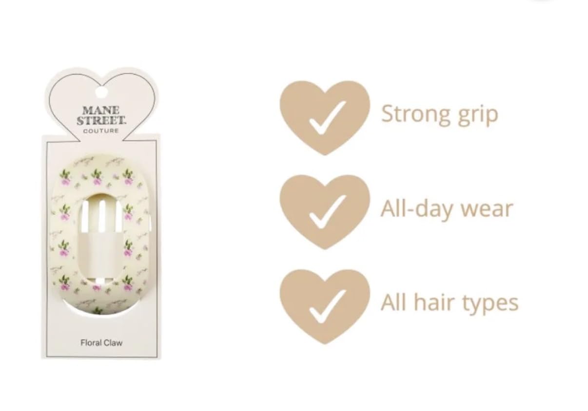 Vintage-Inspired Floral Hair Claw Clip for Women - Strong Grip and Comfortable