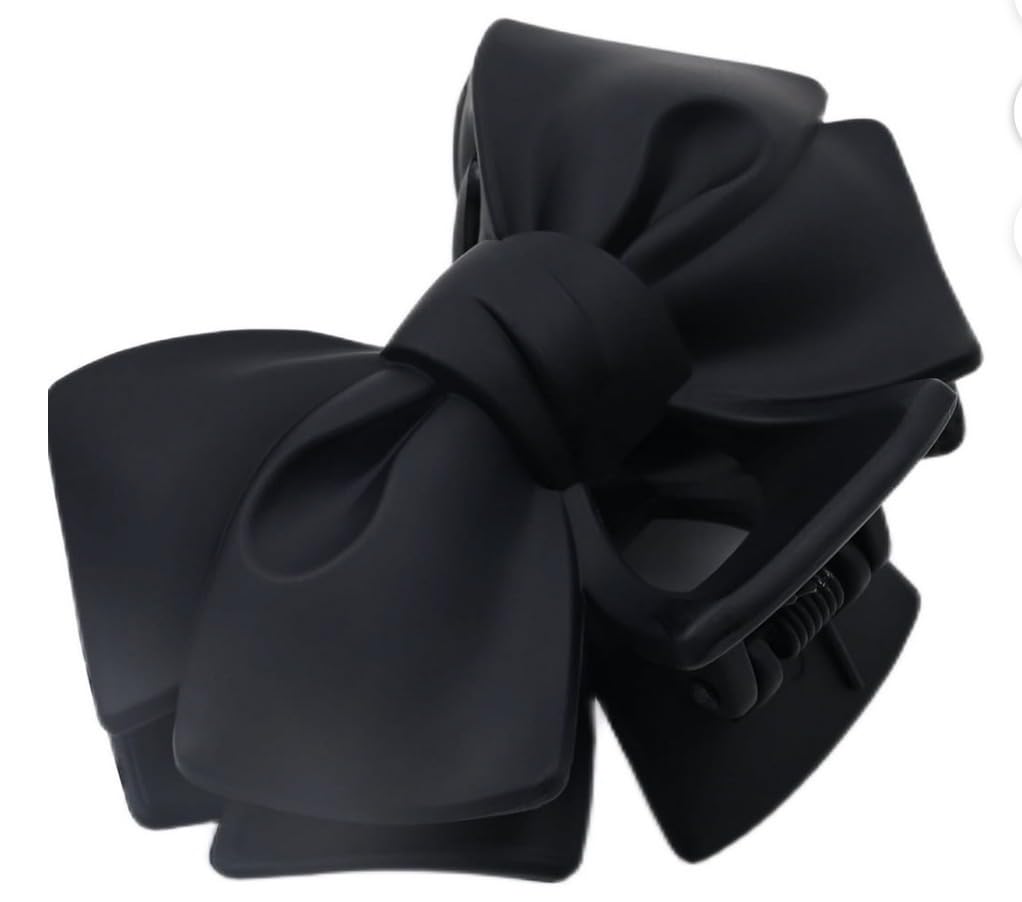 Mane Street Couture Black Bow Hair Claw Clip, Matte Finish, Large Statement Hair Accessory